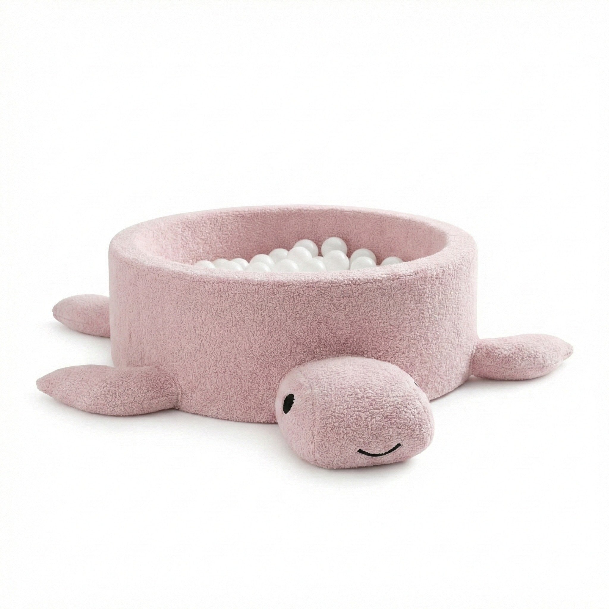 Foam Baby Ball Pit Without Balls - Turtle Raspberry Glaze Pink Boucle