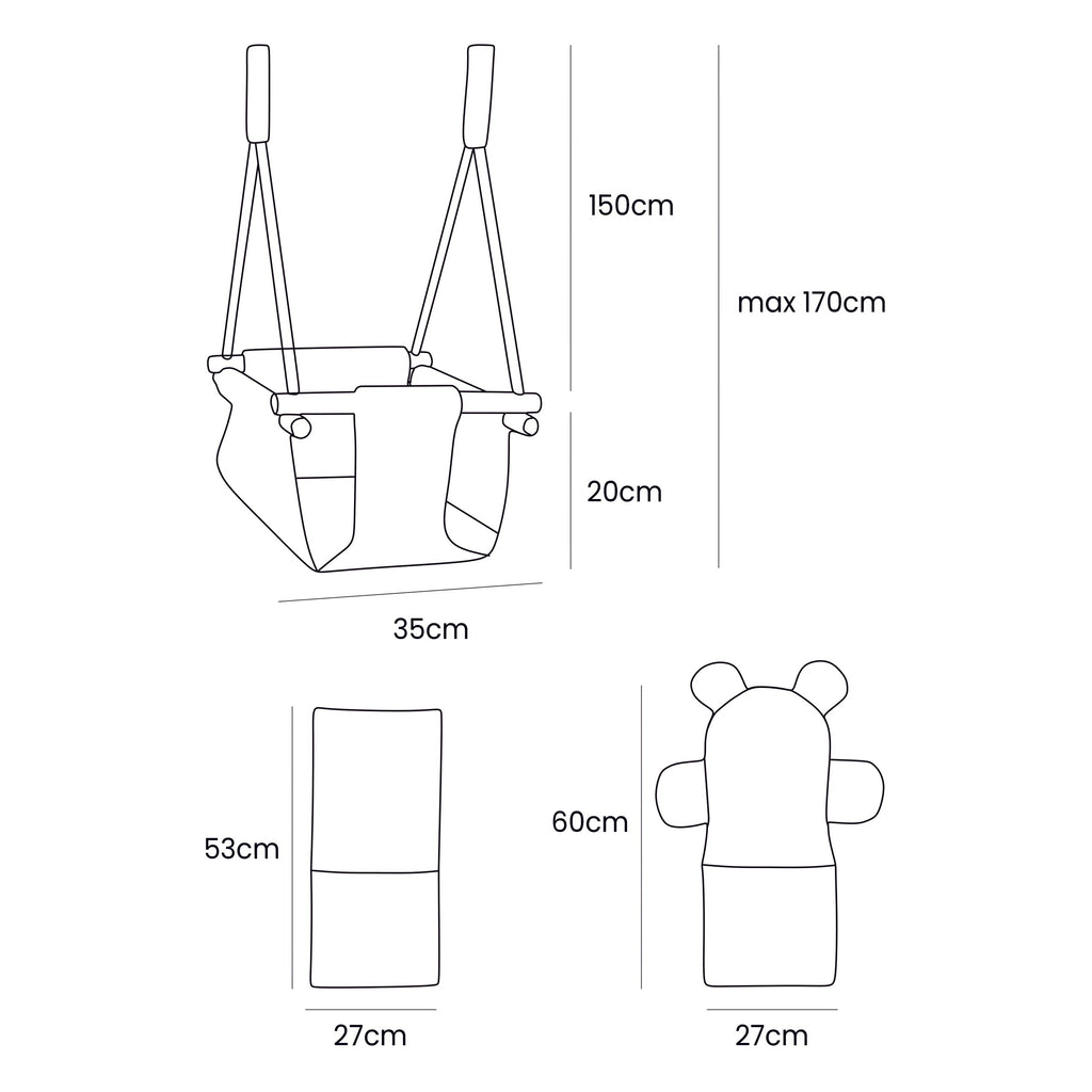 Indoor Baby Swing, Square - Grey